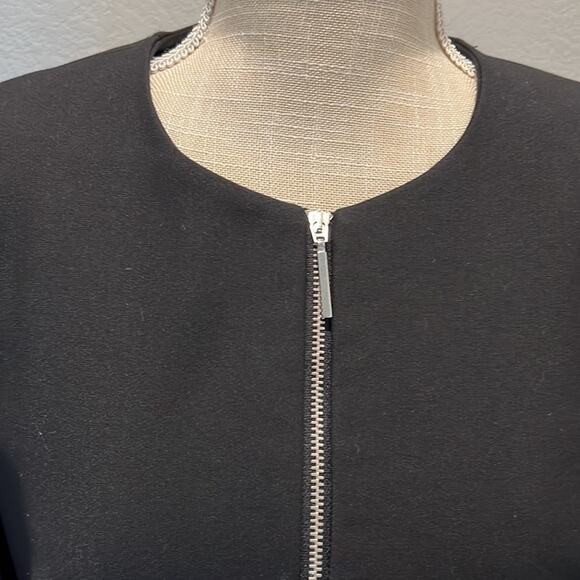 Zara Basic Collection Woman’s Puff Sleeve Zip Up Blazer/Jacket - Size L Black - Picture 4 of 11